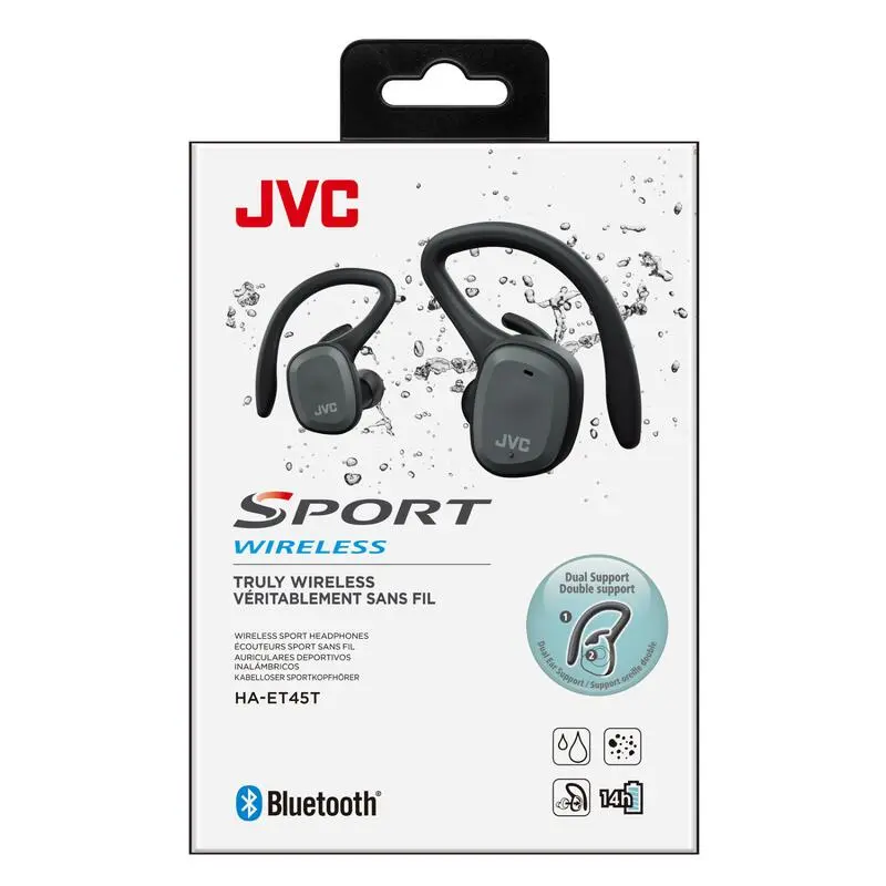 Auriculares Deportivos JVC HA-ET45T Bluetooth TWS, Micro Y Clip 14h Bat Negro - Imagen 2