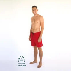 Bañador Corto Sostenible Hombre Poliamida Fitplanet Seal Rojo