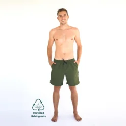 Bañador Corto Sostenible Hombre Poliamida Fitplanet Seaturtle Verde