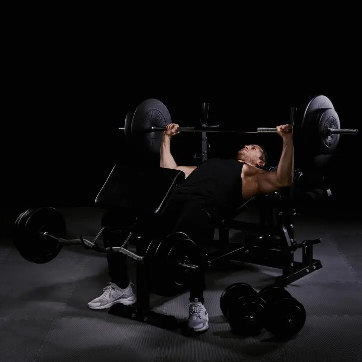 Gorilla Sports BANCO DE PESAS UNIVERSAL NEGRO + JUEGO DE PESAS Y BARRAS DE PLÁSTICO 9 - Imagen 5