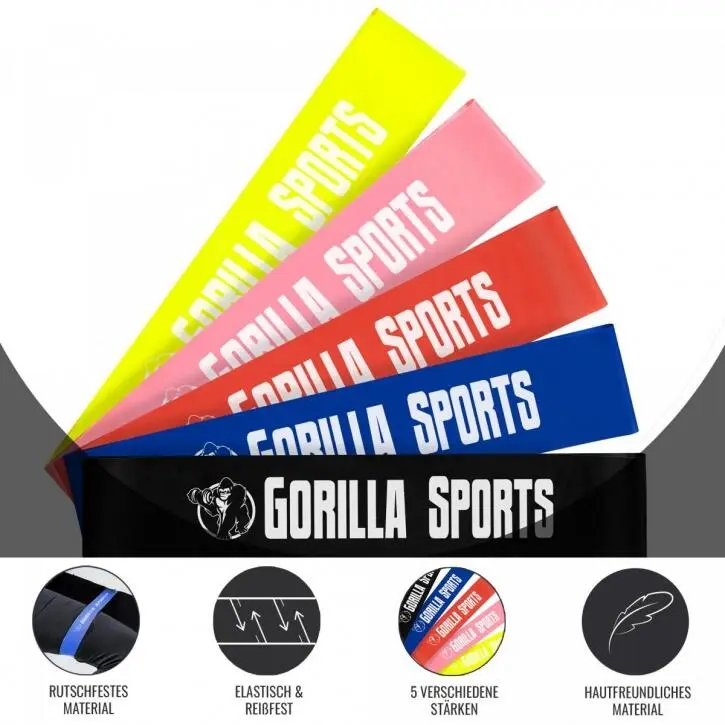 Banda Resistencia Fitness Gorilla Sports Negro 1,2 Mm - Imagen 5