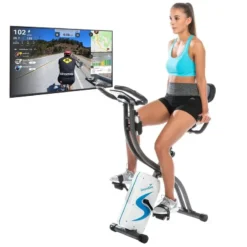 SKANDIKA Bicicleta Estática - Foldaway X-2000 - Fitness - Bluetooth - Plegable - Blanca