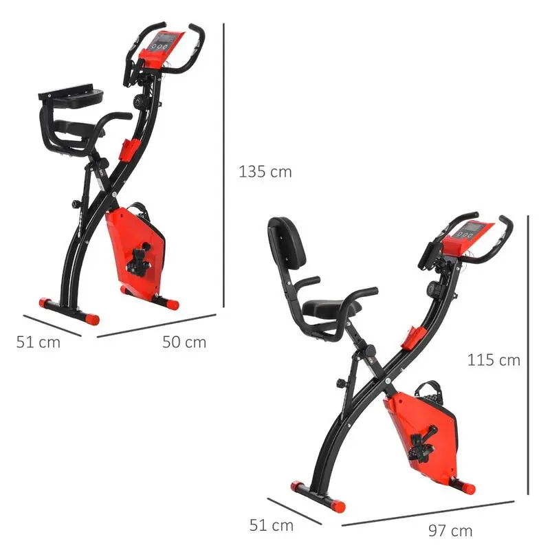 Bicicleta Estática Plegable HOMCOM Acero ABS PVC 97x51x115cm Rojo - Imagen 3