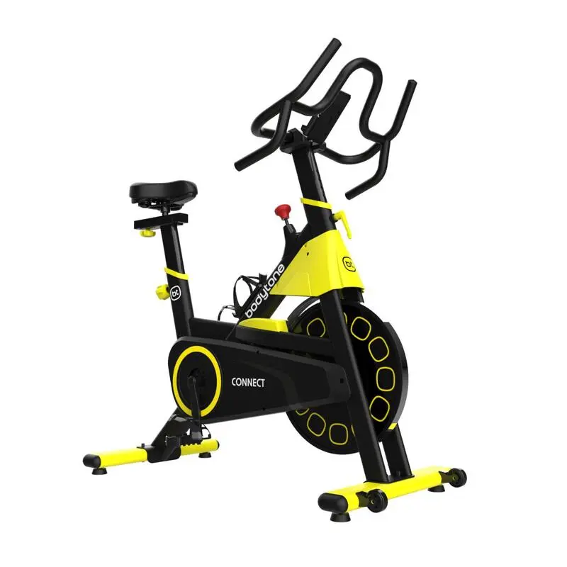 Bicicleta Indoor Spinning Bodytone Conectada Amarillo Rueda Inercia 16kg - Imagen 3