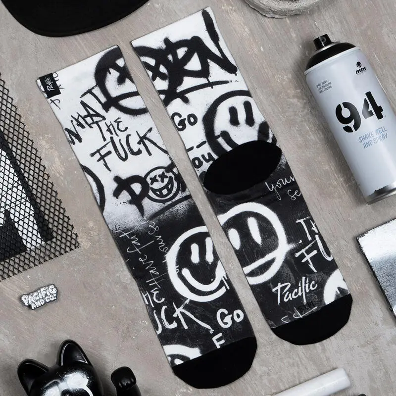 PACIFIC And CO Calcetin Running Con Tejido Coolmax Unisex Acid BW, Sublimado Multicolor - Imagen 4