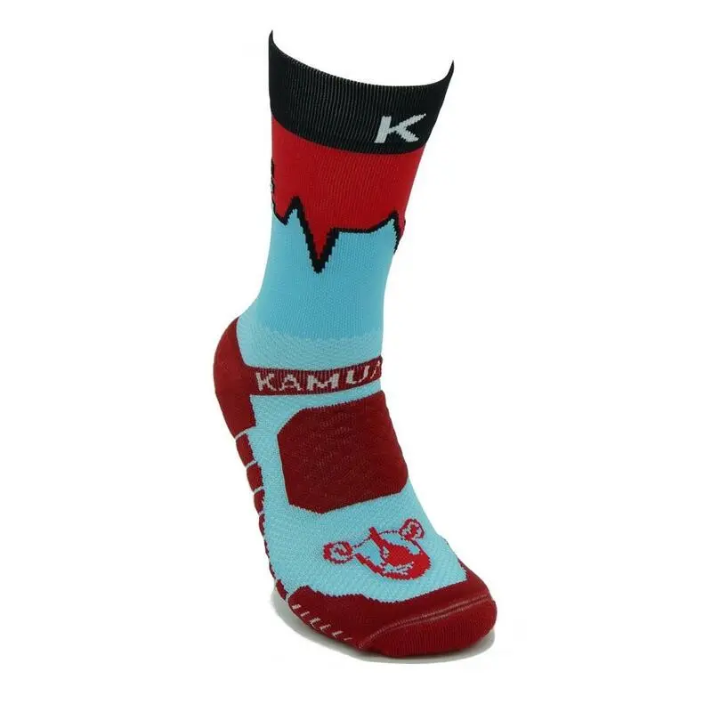 CALCETINES DE RUNNING #LIFE Unisex - KAMUABU Color ROJO/AZUL 23cm De Caña - Imagen 3