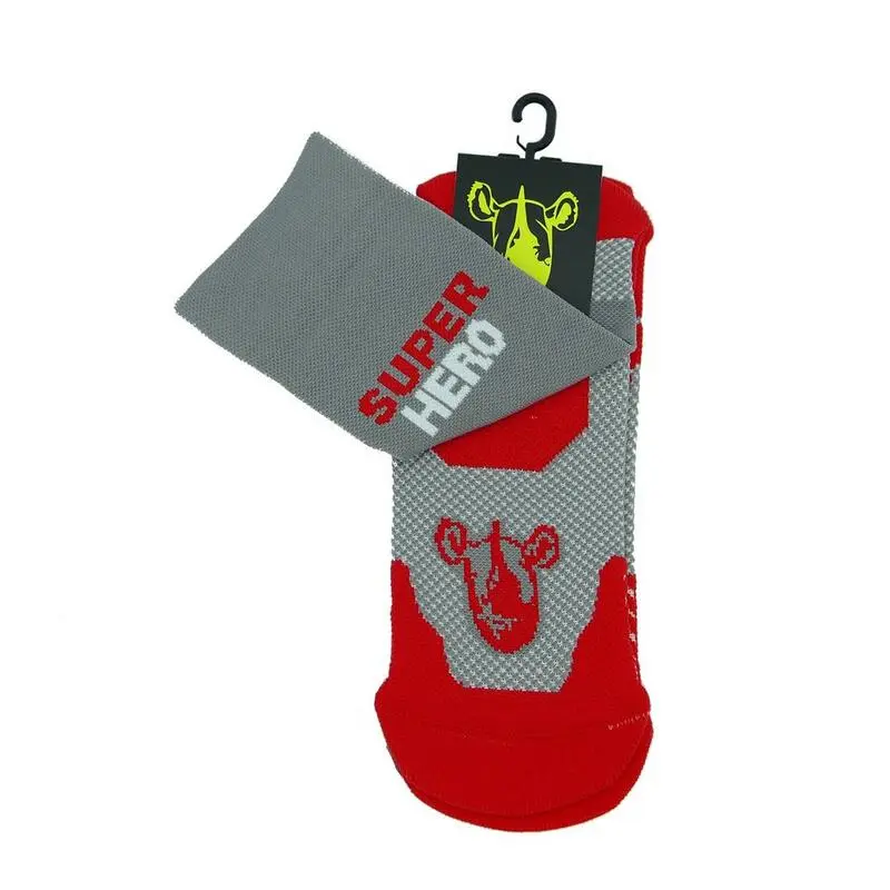 CALCETINES DE RUNNING #SUPERHERO Unisex - KAMUABU Color GRIS 23cm De Caña - Imagen 3