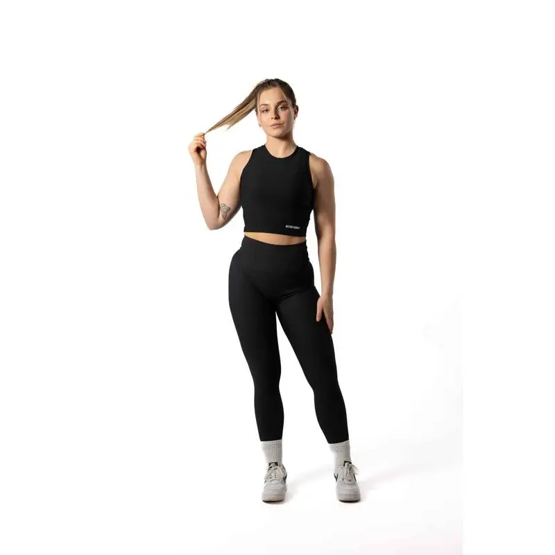 AESTHETIC WOLF Camiseta Canalada V2 Con Cuello Alto Fitness Negra - Imagen 4