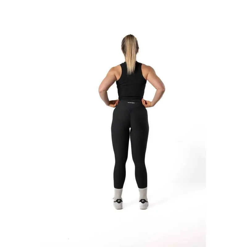 AESTHETIC WOLF Camiseta Canalada V2 Con Cuello Alto Fitness Negra - Imagen 5