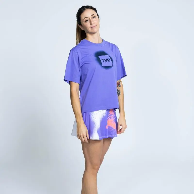 THE RUNNING REPUBLIC Camiseta De Manga Corta De Algodón Y Poliéster Reciclado De Mujer TRR Púrpura - Imagen 3