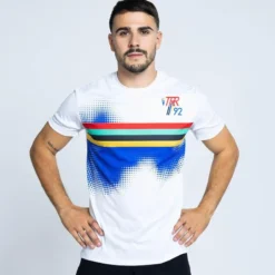 THE RUNNING REPUBLIC Camiseta De Manga Corta De Hilo SEAQUAL Barcelona 92 De Hombre TRR Blanca