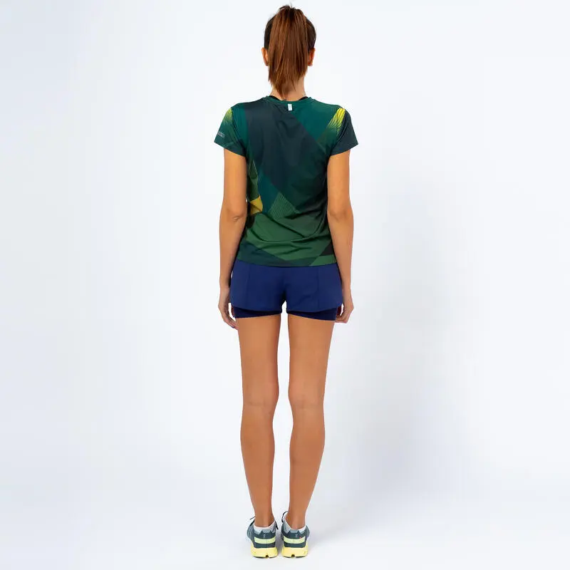 THE RUNNING REPUBLIC Camiseta De Manga Corta Running Poliéster Reciclado Mujer TRR Verde Y Azul - Imagen 3