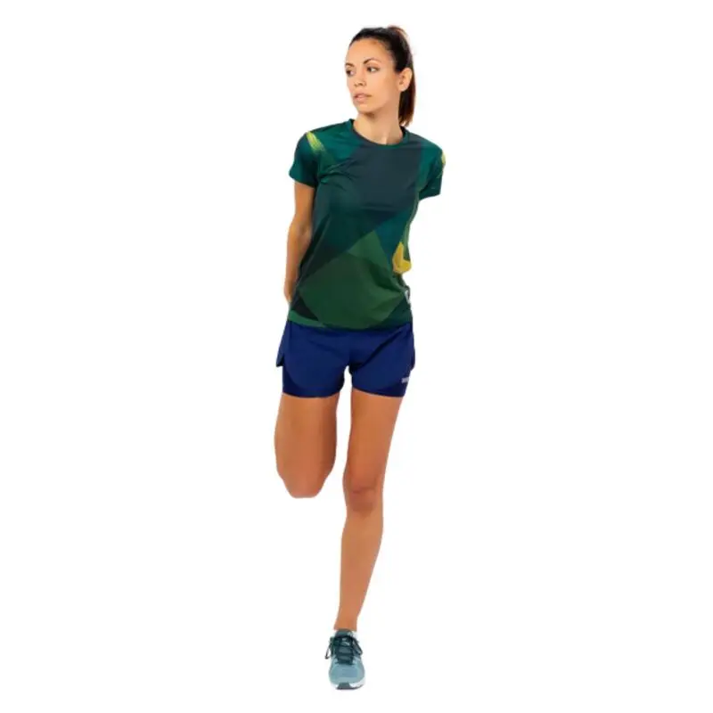 THE RUNNING REPUBLIC Camiseta De Manga Corta Running Poliéster Reciclado Mujer TRR Verde Y Azul - Imagen 5