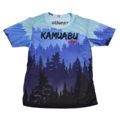 CAMISETA DE RUNNING #BOSQUE Para MUJER - KAMUABU Color AZUL 90grs Manga Corta