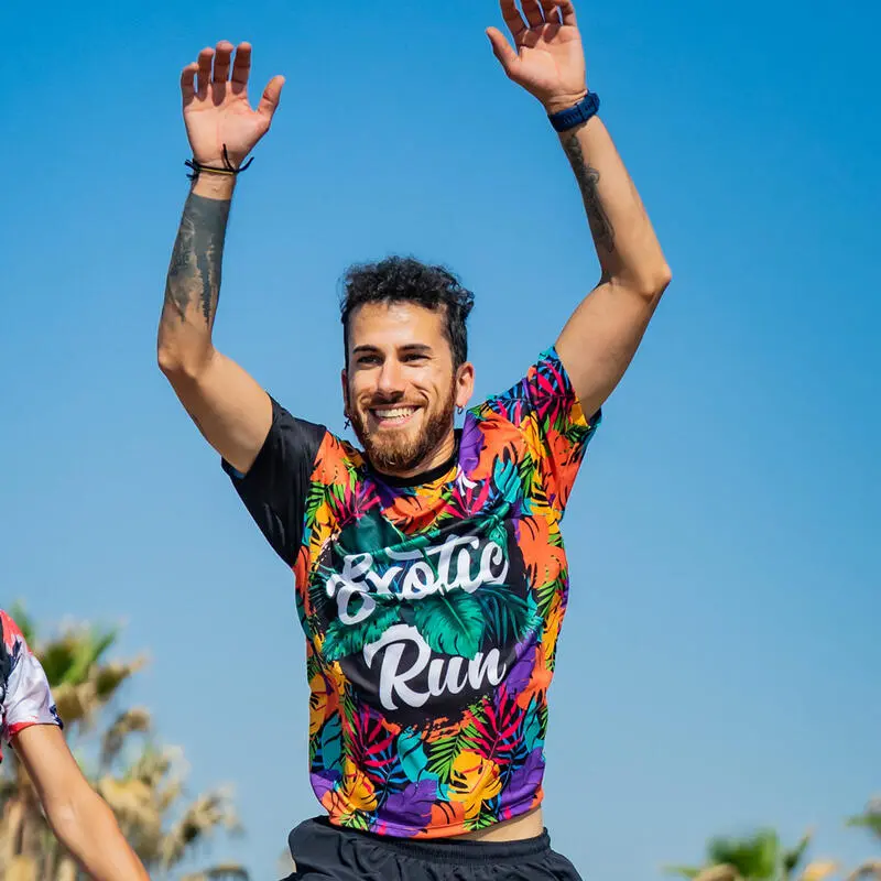 CAMISETA DE RUNNING #EXOTICRUN Para HOMBRE - KAMUABU Multicolor 90grs - Imagen 4