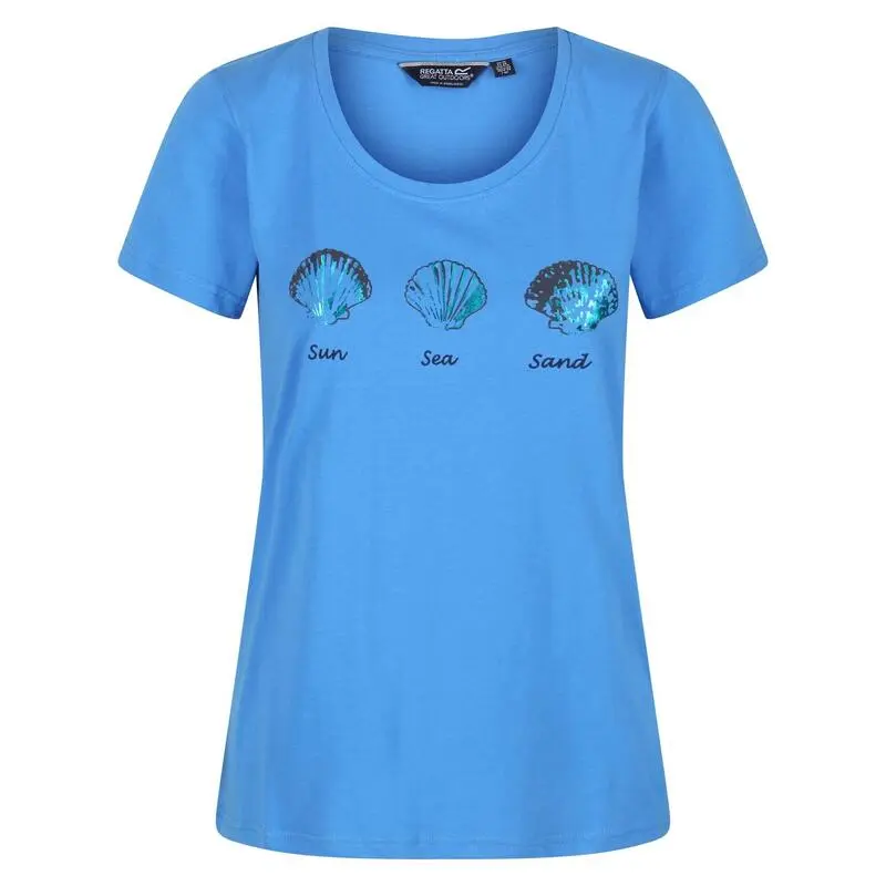 Regatta Camiseta Filandra VI Conchas Marinas Para Mujer Azul Sonic