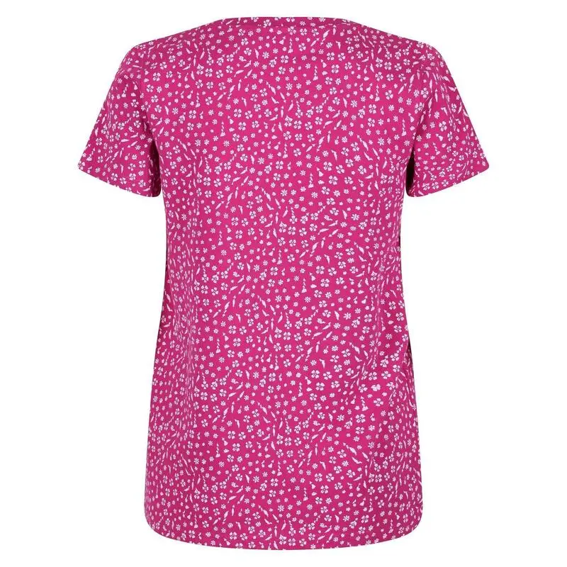 Regatta Camiseta Filandra VI Estampado Ditsy Para Mujer Fucsia - Imagen 3
