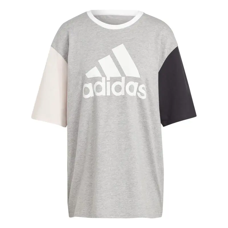 Camiseta Fitness Adidas Mujer Gris Colorblock - Imagen 5