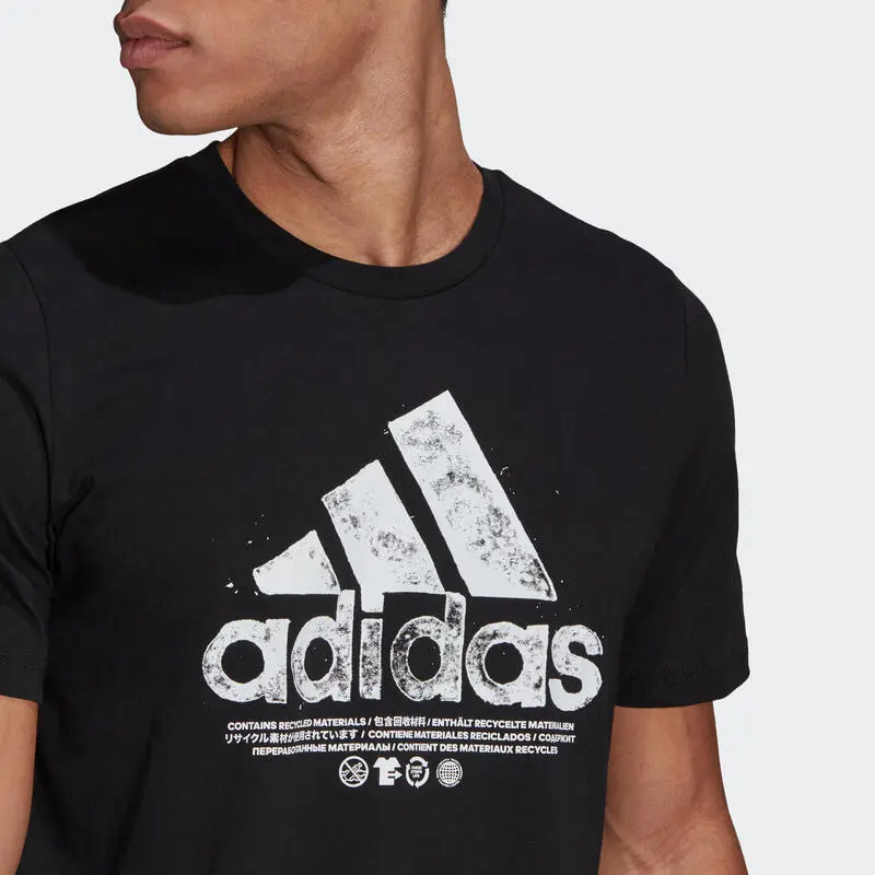 ADIDAS Camiseta Fitness Capsule Hombre Negro Manga Corta Recta Cuello Redondo Algod贸n - Imagen 3