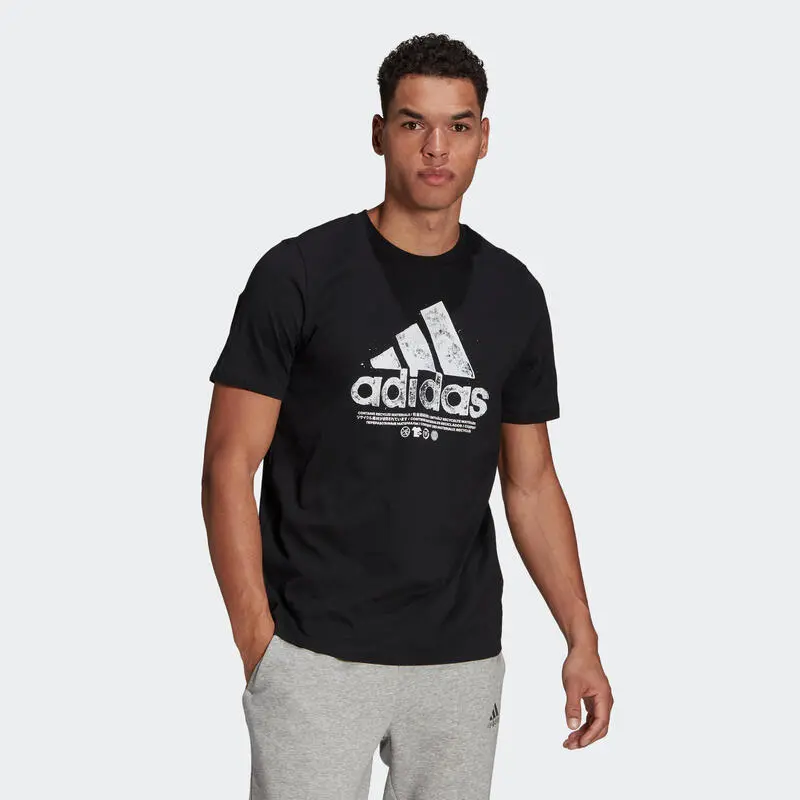 ADIDAS Camiseta Fitness Capsule Hombre Negro Manga Corta Recta Cuello Redondo Algod贸n - Imagen 5