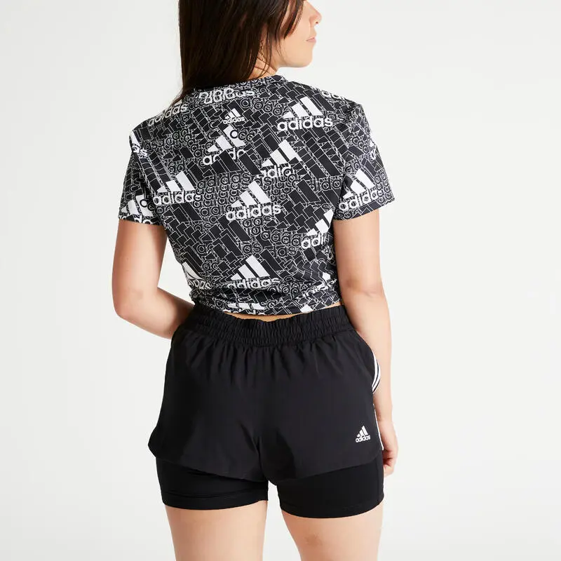 Camiseta Fitness Cardio Brand Love Adidas Mujer Negro Cropped - Imagen 3
