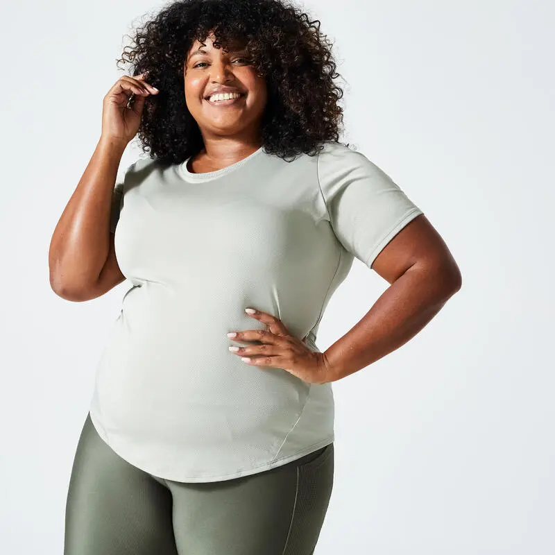 Camiseta Fitness Cardio Talla Grande Ajustada Mujer Domyos Negro - Imagen 6