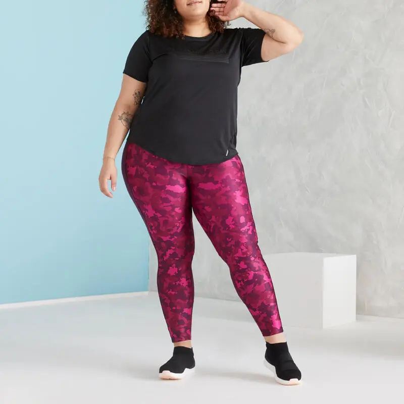 Camiseta Fitness Cardio Talla Grande Ajustada Mujer Domyos Negro - Imagen 2