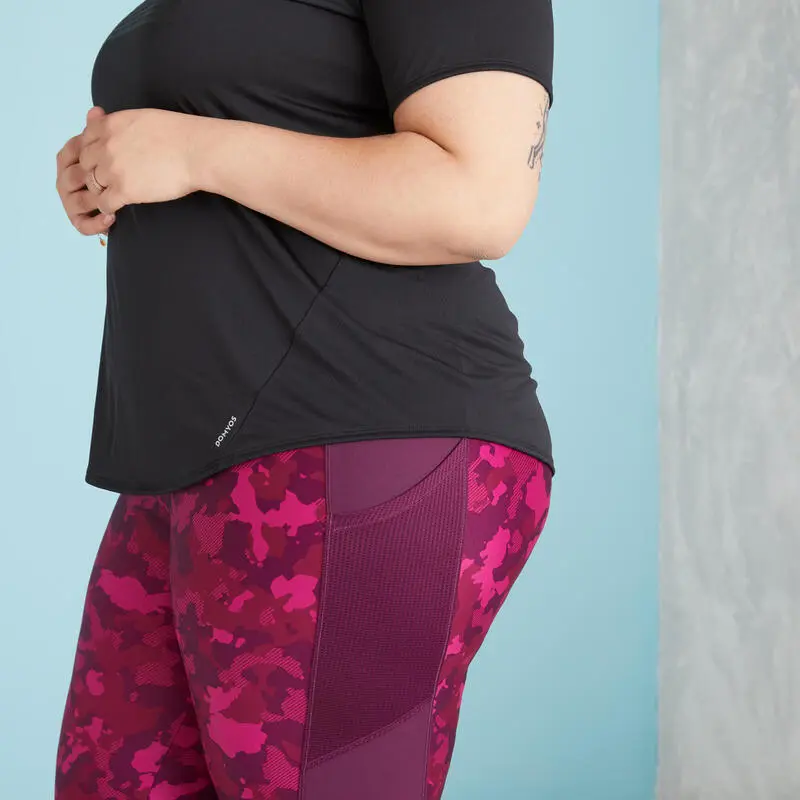 Camiseta Fitness Cardio Talla Grande Ajustada Mujer Domyos Negro - Imagen 5