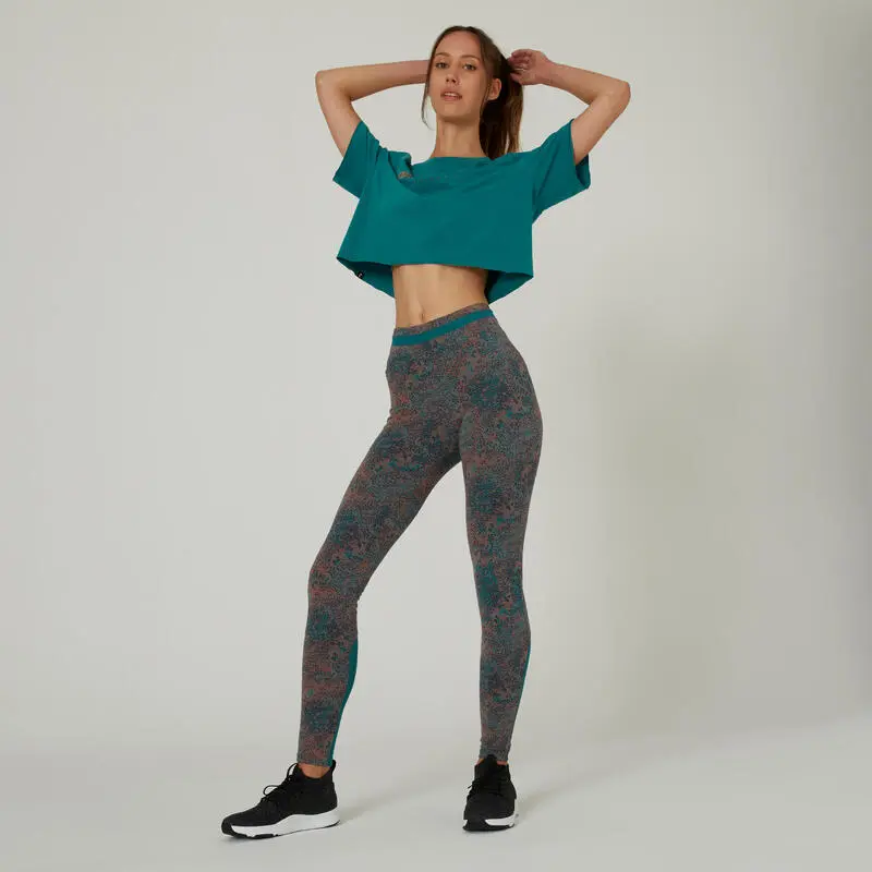 Camiseta Fitness Crop Top Mujer Domyos Verde - Imagen 3