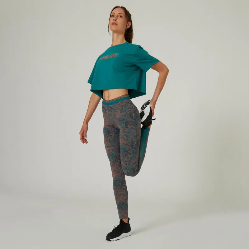 Camiseta Fitness Crop Top Mujer Domyos Verde - Imagen 5