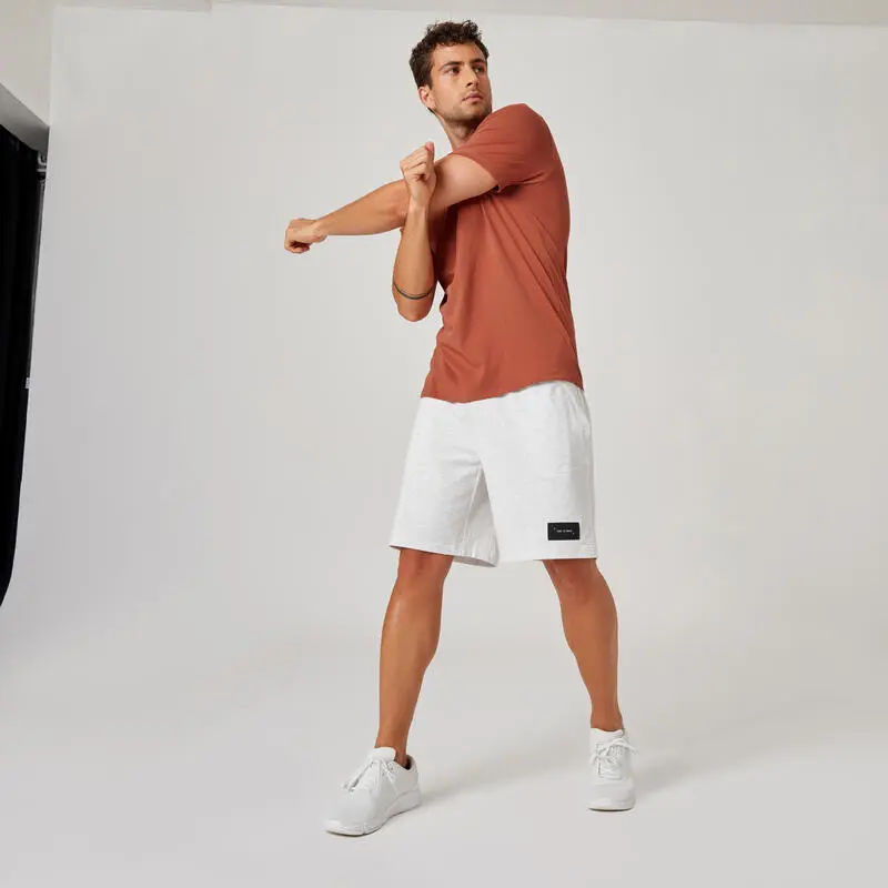 Domyos Camiseta Fitness Manga Corta Algod贸n Extensible Slim Hombre Sepia - Imagen 5