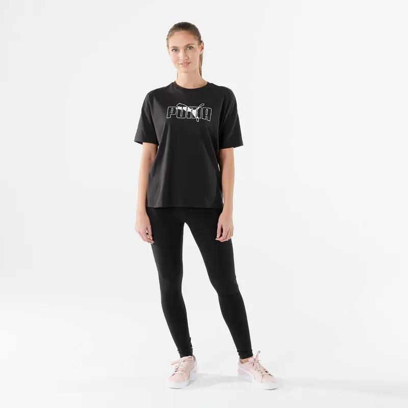 Camiseta Fitness Puma Mujer Negro Manga Corta Algod贸n - Imagen 2