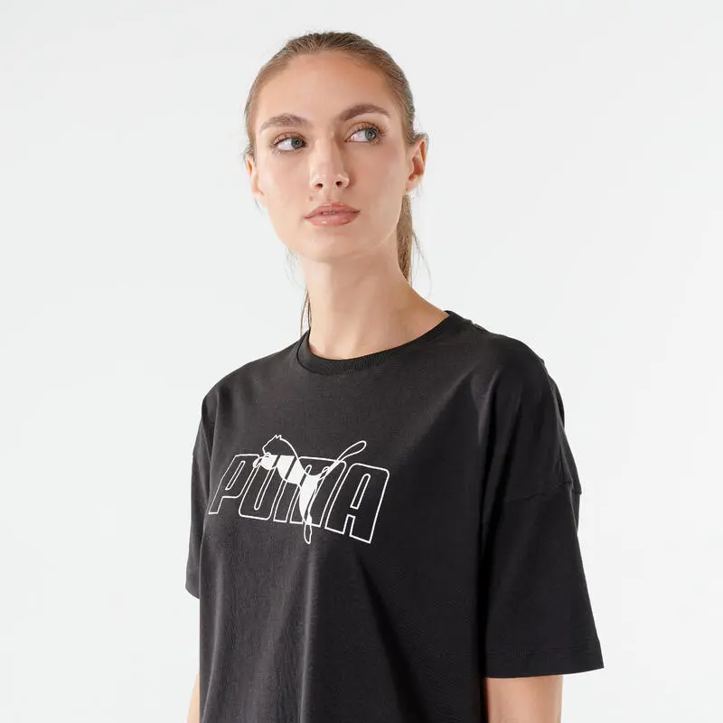 Camiseta Fitness Puma Mujer Negro Manga Corta Algod贸n - Imagen 3