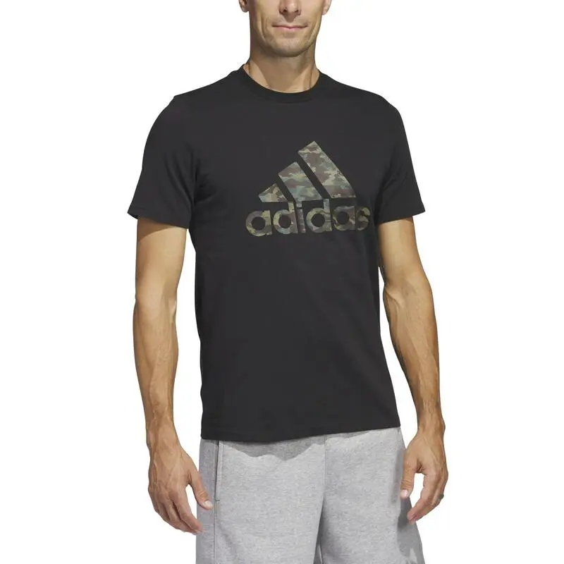 Camiseta Fitness Soft Training Adidas Hombre Negro Camuflaje - Imagen 3