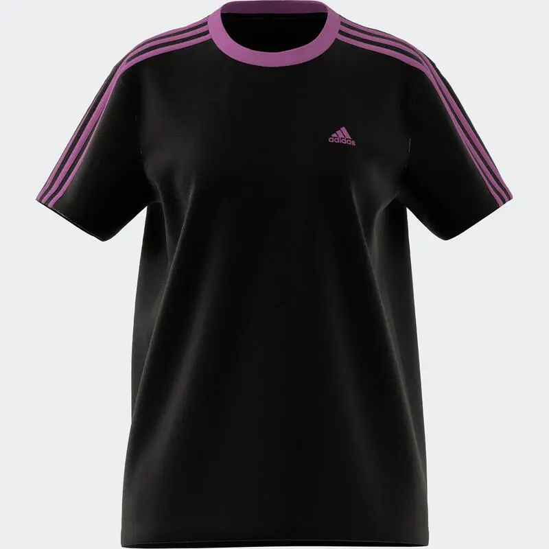 Camiseta Fitness Soft Training Adidas Mujer Negro Lila - Imagen 3