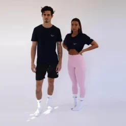 Camiseta Fitness Sostenible Manga Corta Algodón Unisex Fitplanet Whale Azul