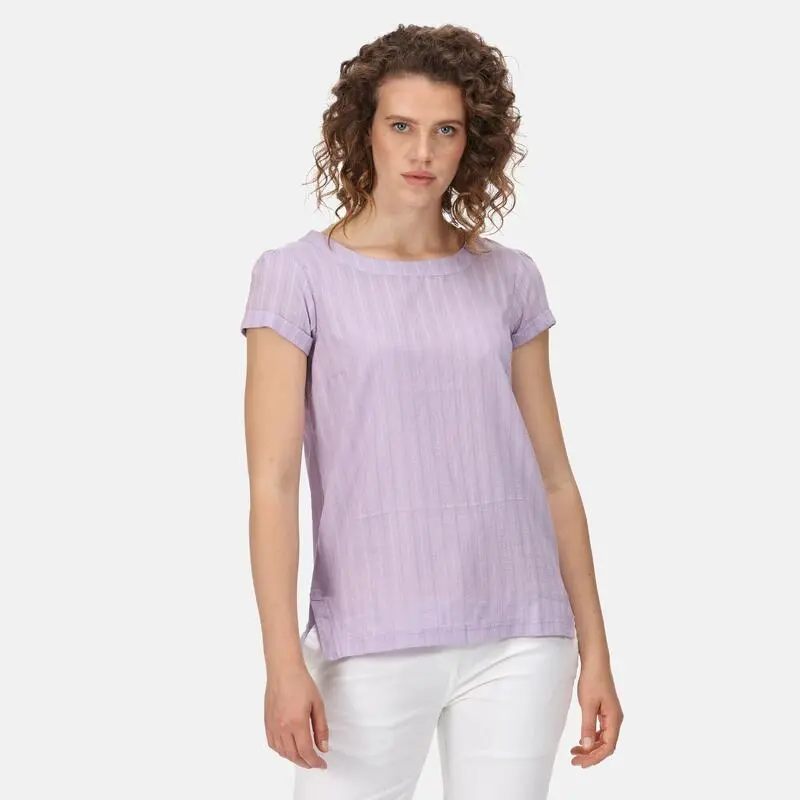 Regatta Camiseta Jaelynn Dobby De Algod贸n Para Mujer Lila Pastel - Imagen 4