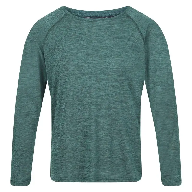 Regatta Camiseta Jaspeada Burlow Manga Larga Hombres Verde Pacífico