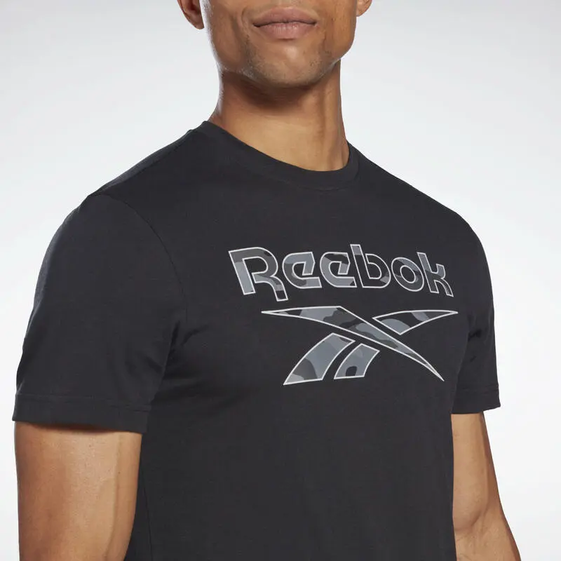 Camiseta Manga Corta Algod贸n Hombre Reebok Identity Big Logo Negro - Imagen 5