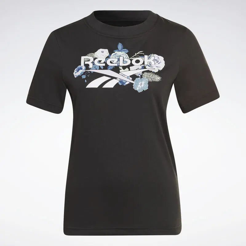 Camiseta Manga Corta Mujer Reebok Identity Floral Negro - Imagen 2