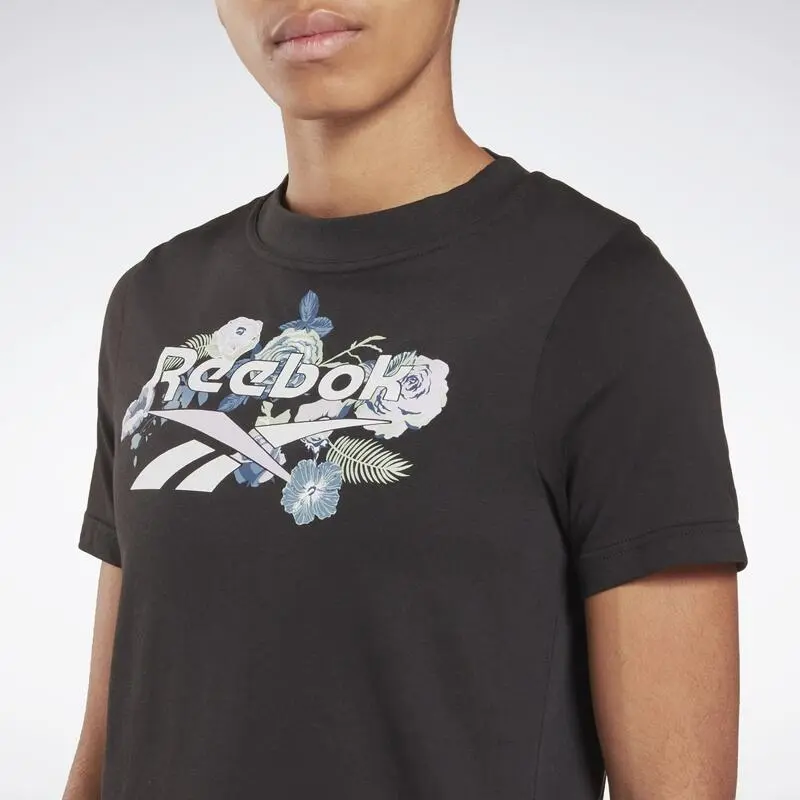 Camiseta Manga Corta Mujer Reebok Identity Floral Negro - Imagen 5