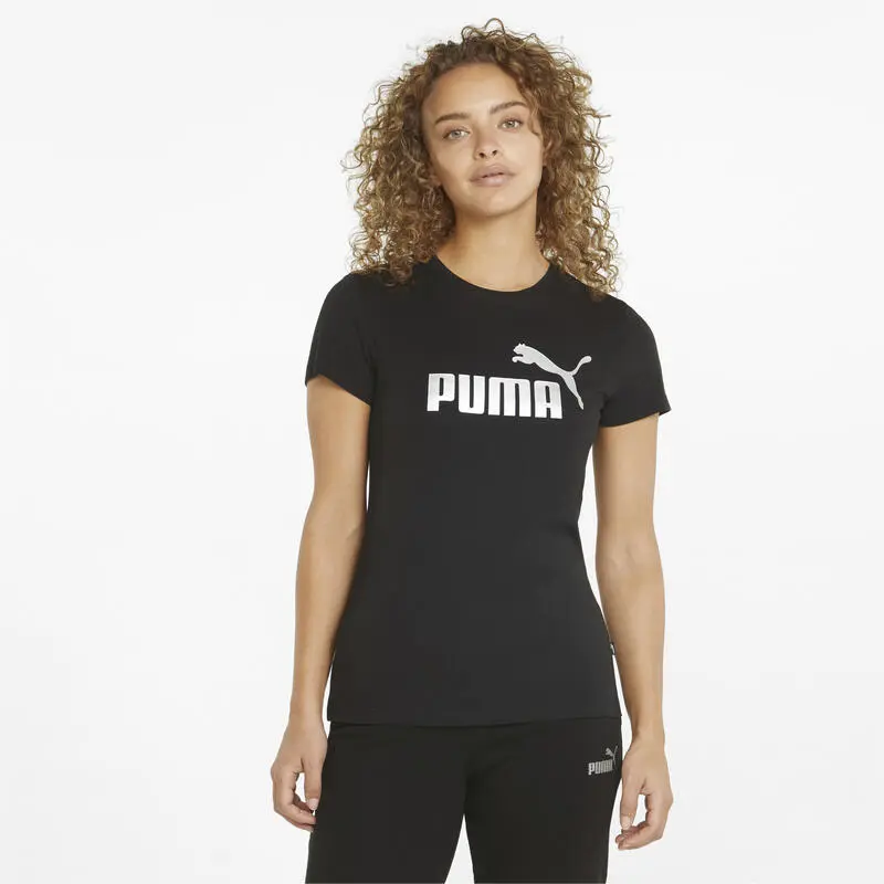 Camiseta Mujer PUMA Essentials+ Metallic Logo Negro - Imagen 2