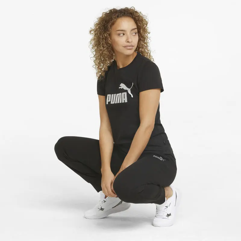 Camiseta Mujer PUMA Essentials+ Metallic Logo Negro - Imagen 4