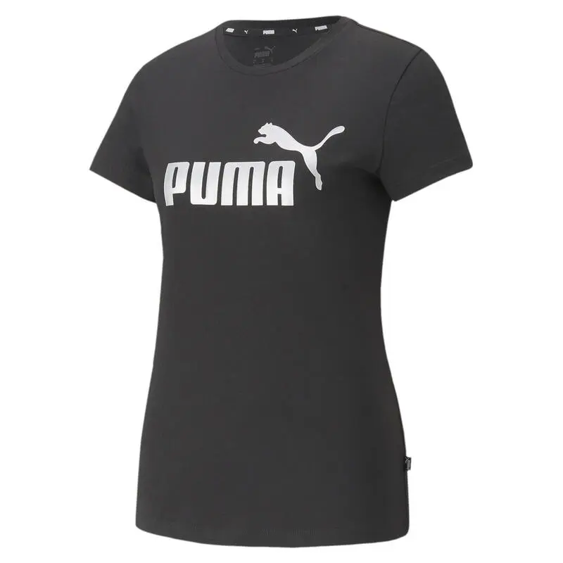 Camiseta Mujer PUMA Essentials+ Metallic Logo Negro