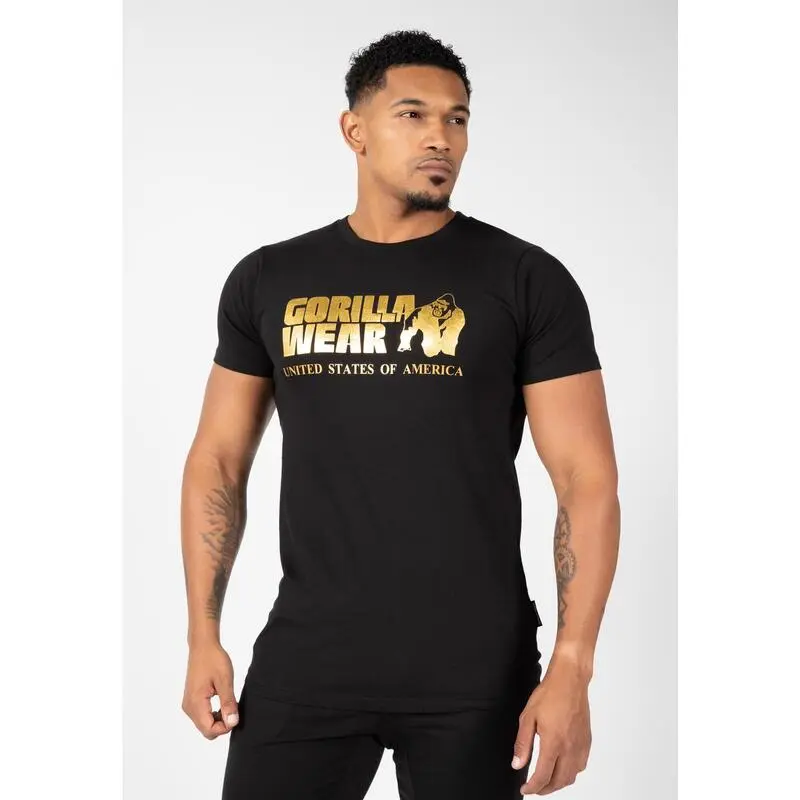 Camiseta Musculaci贸n Manga Corta Algod贸n Hombre GORILLA WEAR Classic Negro - Imagen 6