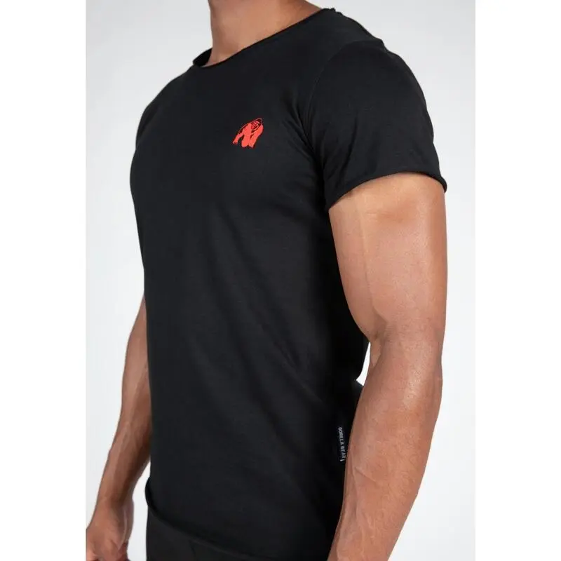Camiseta Musculaci贸n Manga Corta Algod贸n Hombre GORILLA WEAR York Negro - Imagen 4