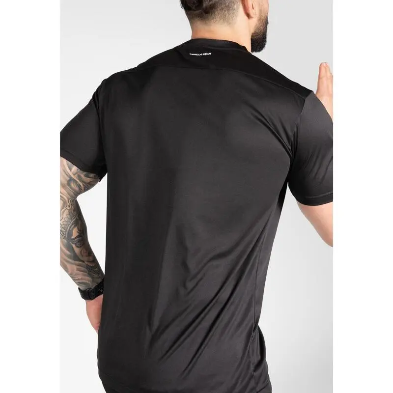 Camiseta Musculación Manga Corta Poliéster Hombre GORILLA WEAR Fargo Negro - Imagen 2