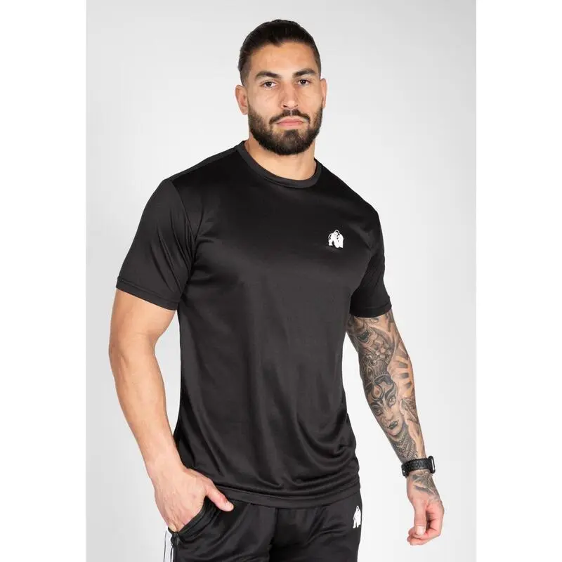 Camiseta Musculación Manga Corta Poliéster Hombre GORILLA WEAR Fargo Negro