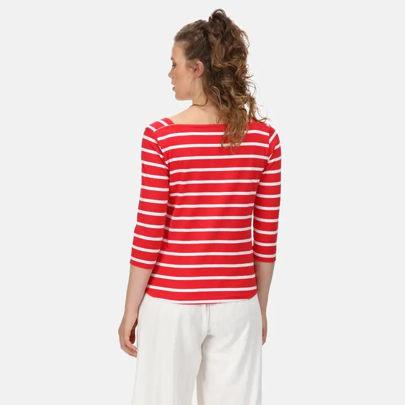 Regatta Camiseta Polexia De Rayas Para Mujer Rojo Real, Blanco - Imagen 2
