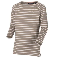 Regatta Camiseta Polina De Rayas De Manga Larga Para Mujer Nuez Moscada